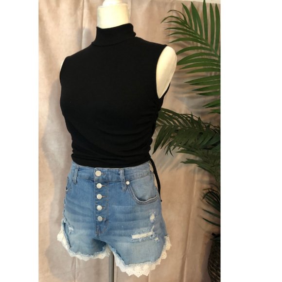 RIBBED KNIT DRAWSTRING RUCHED TANK - Picture 5 of 10